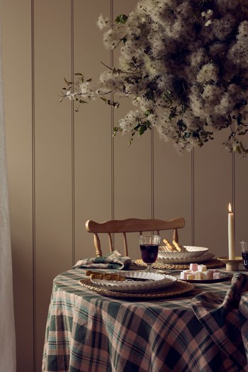 Fern Green Dallington Check 100% Linen Tablecloth from Piglet In Bed