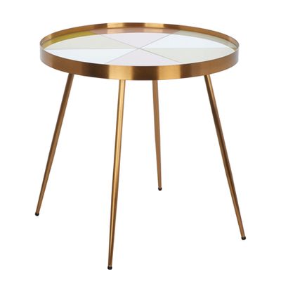 Gold Tone Round Coffee Table