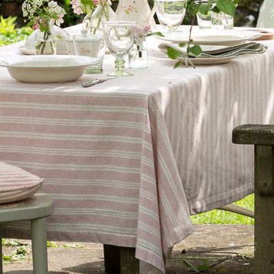 Pale Rose Cambridge Stripe Tablecloth from Susie Watson