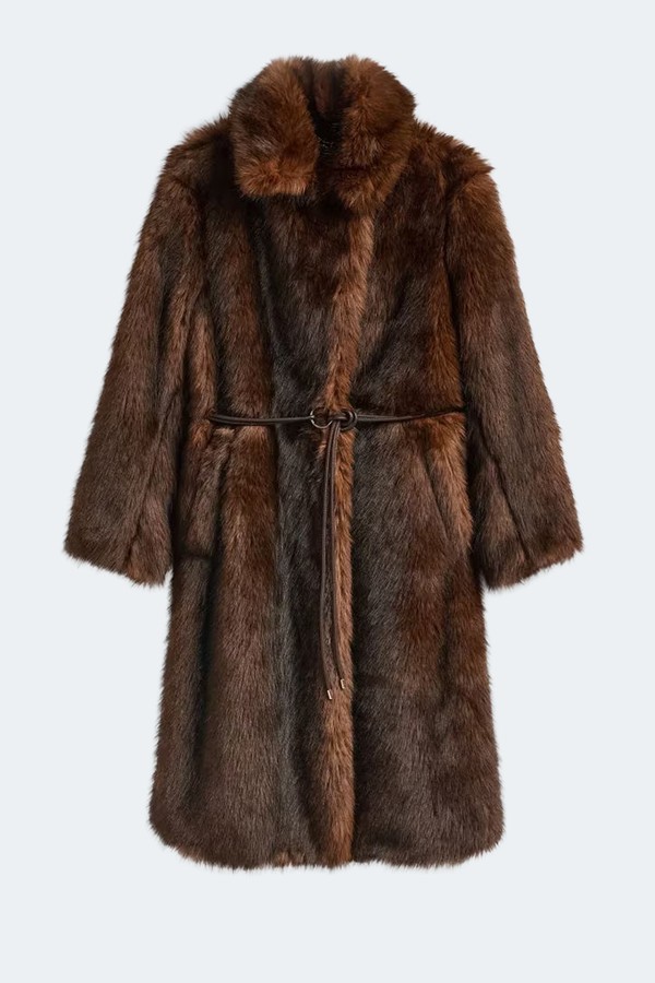 Faux Fur Coat With Belt  from Reserved