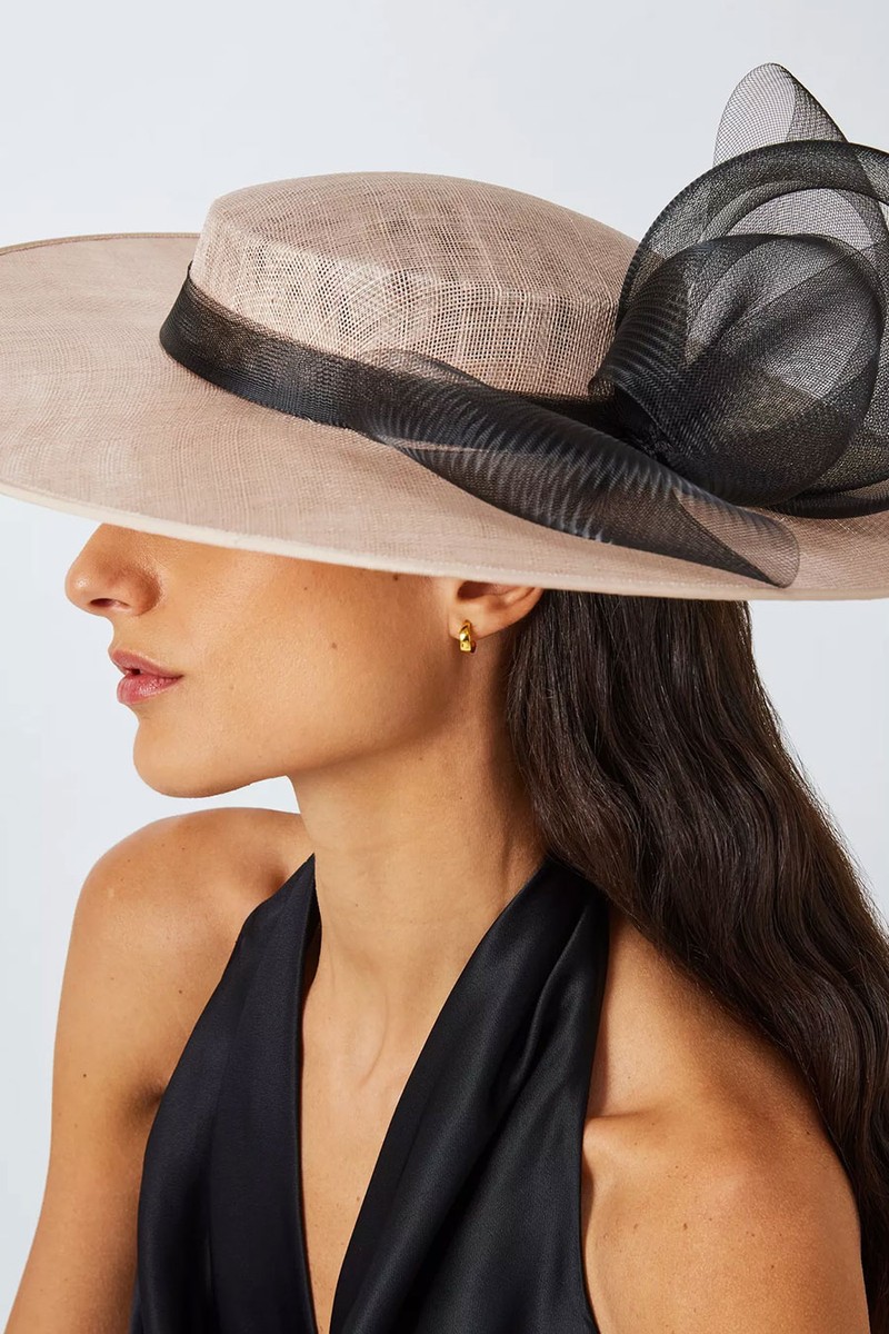 Crinkle Bow Boater Occasion Hat from Vixen