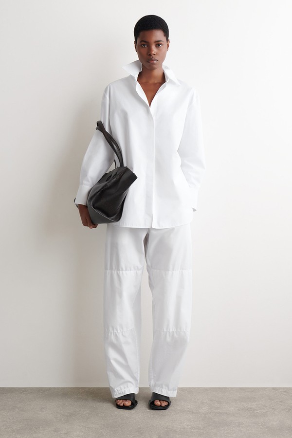 Gathered Panelled Cotton Trousers