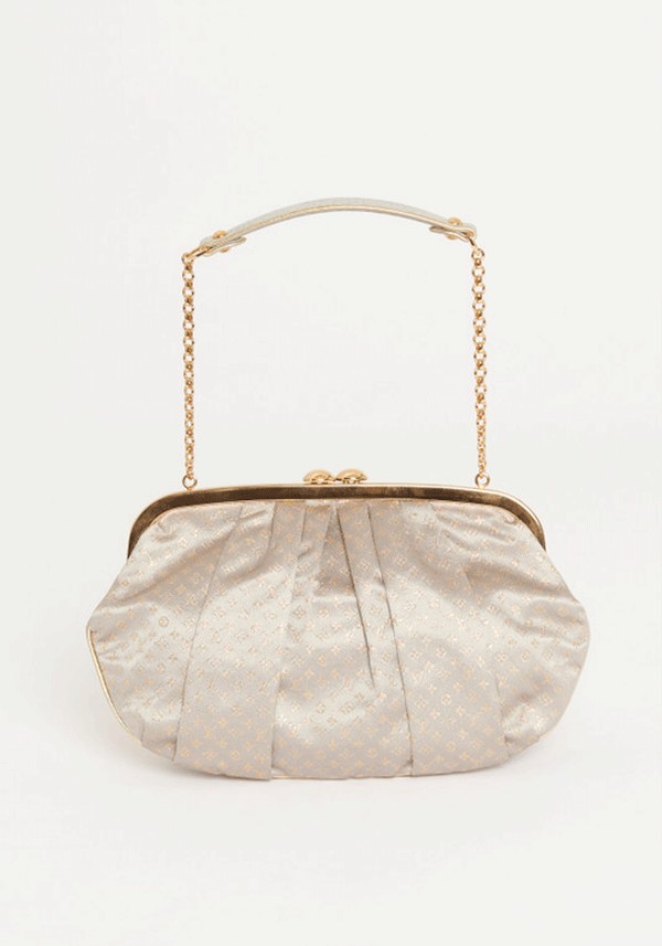 Silver Satin Monogram Aumoniere Preowned Clutch from Louis Vuitton
