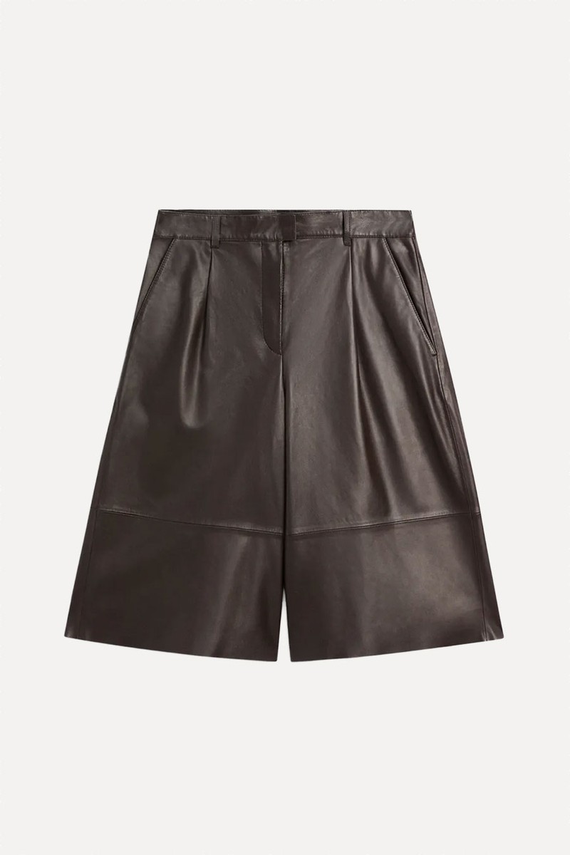 Long Nappa Leather Bermuda Shorts