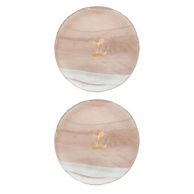 Set Of Two Glass Marble Dessert Plate from Vetrofuso