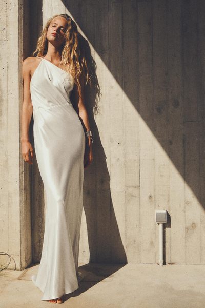 Long Asymmetric Foil Dress from Zara