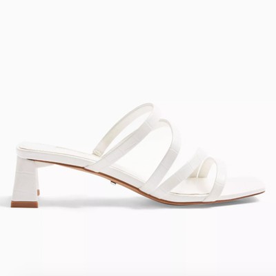 Dixie White Strap Mules