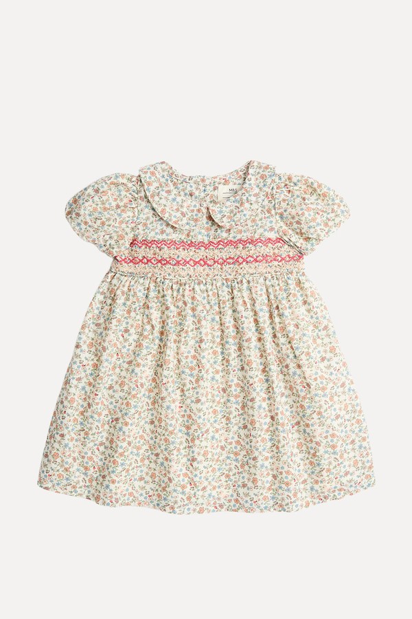 Pure Cotton Floral Smock Dress from marks & Spencer