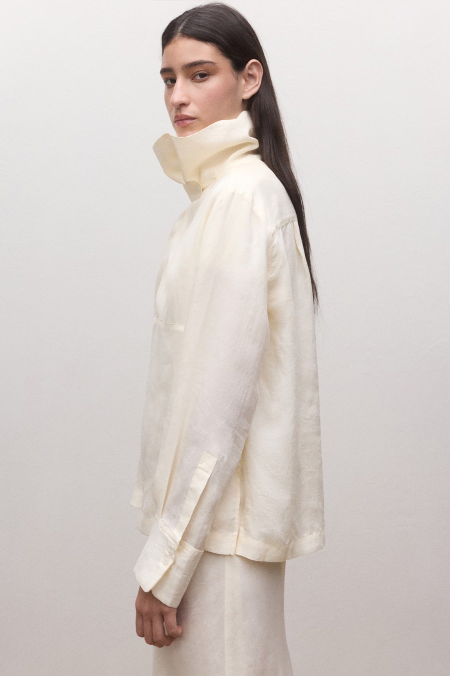 Lyocell Funnel Neck Shirt from Mango