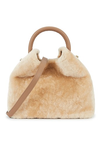 Baozi Shearling & Leather Crossbody Bag from Elleme