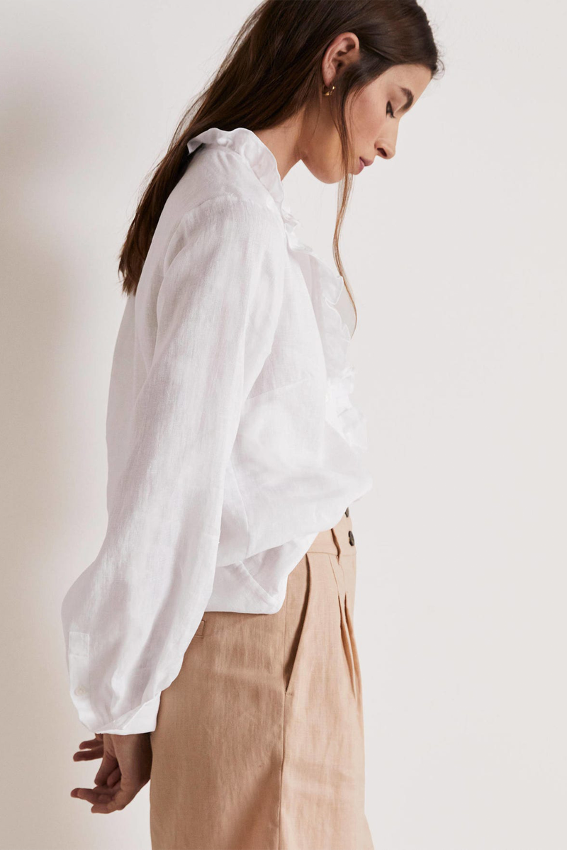 Ruffle Linen Popover Blouse from Boden