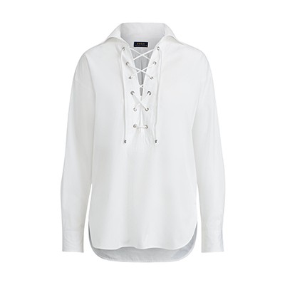 Lace-Up Broadcloth Shirt