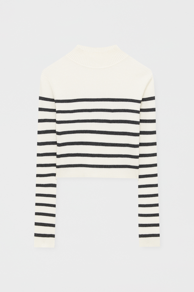 Striped Mock Turtleneck Sweater