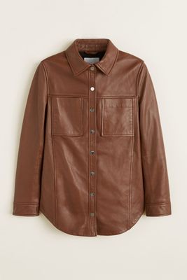 Pockets Leather Jacket from Mango