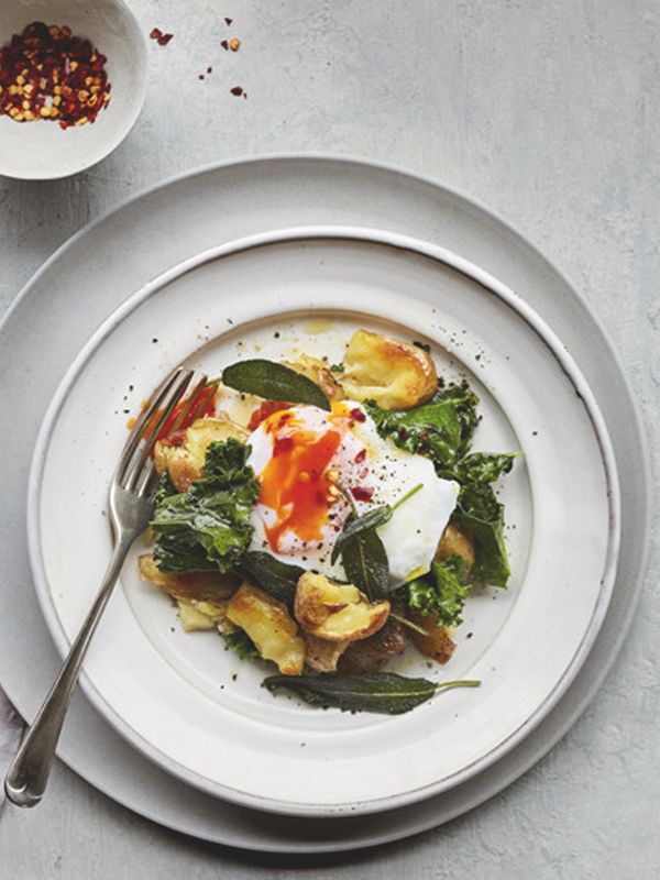 Smashed Potatoes With Kale & Poached Eggs