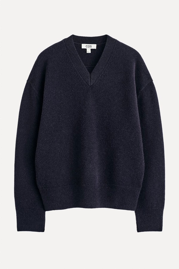 Rounded Wool V-Neck Jumper from COS