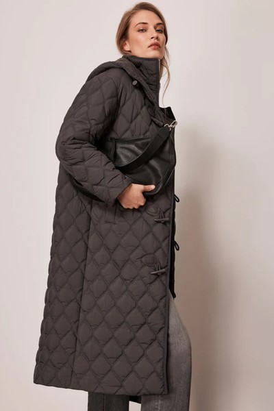 Grey Double Layer Parka Coat