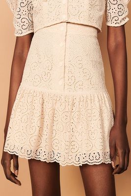 Claudelle Broderie-Anglaise Organic-Cotton Mini Skirt from Sandro