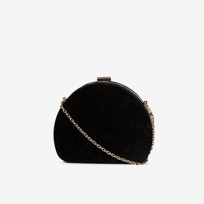 Black Half Moon Box Clutch