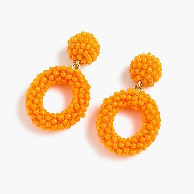 Mini Beaded Drop-Hoop Earrings from J Crew