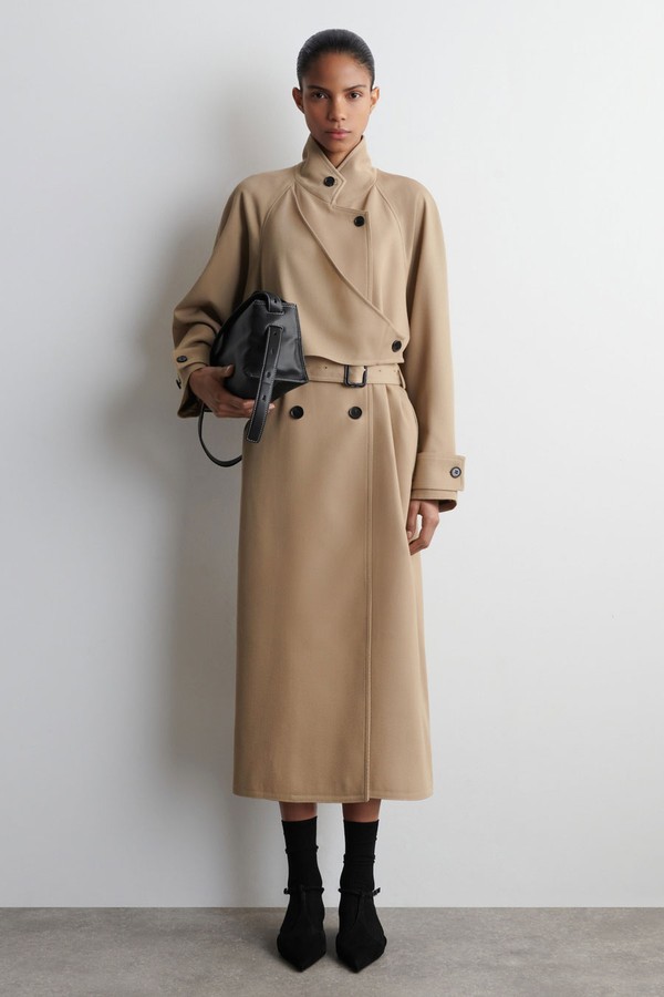 Wrap-Over Wool-Twill Trench Coat from COS