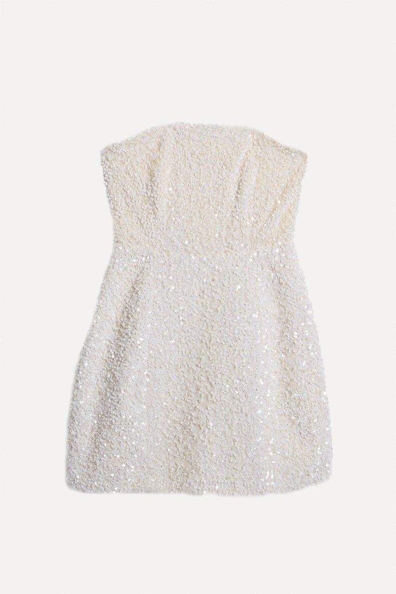 Velvet Sequin Embellished Bandeau Mini Dress from F&F