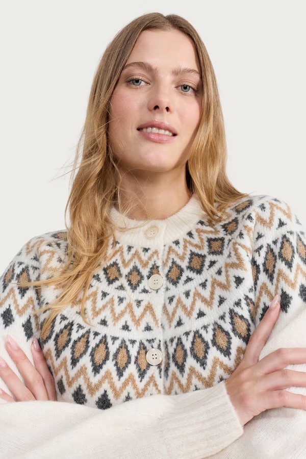 Knitted Fair Isle Pattern Cardigan With Wool from F&F