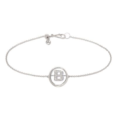 18ct White Gold Diamond Initial B Bracelet