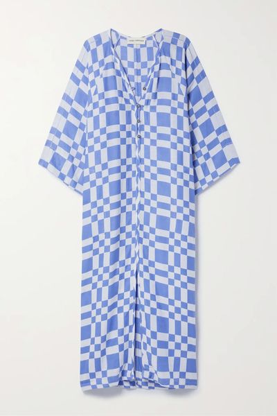 Phoebe Oversized Checked Organic Cotton-Blend Kaftan from Mara Hoffmann