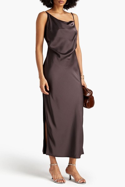 Lennie Draped Satin Midi Slip Dress from Nanushka 