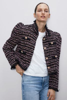 Tweed Jacket With Pearl Beads from Zara
