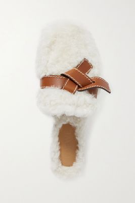 Gate Knotted Leather Trimmed Shearling Slippers from Loewe
