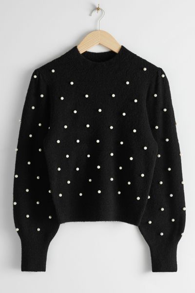 Pearl Dot Puff Sleeve Sweater