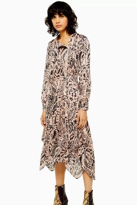 IDOL Pussybow Paisley Midi Dress from Topshop