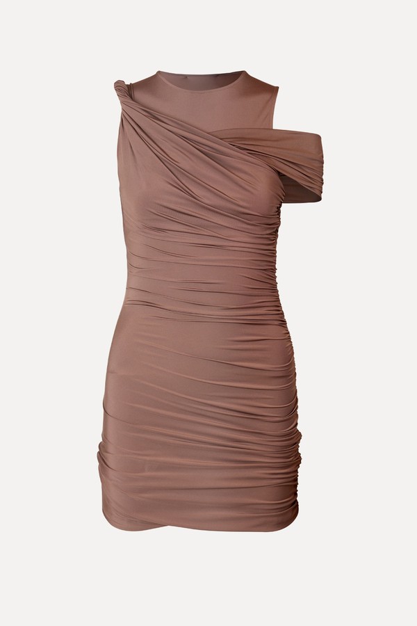 Draped Dress With Asymmetrical Straps
