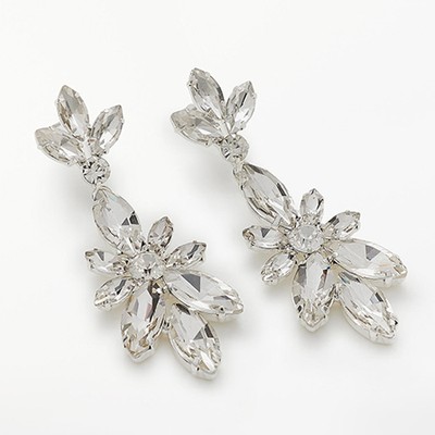 Cubic Zirconia Floral Drop Earrings