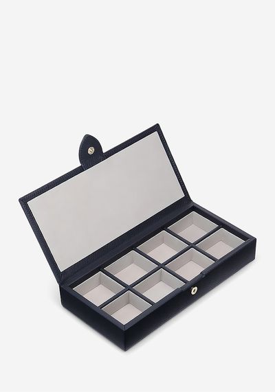 Panama Cross-Grain Leather Cufflinks Box from Smythson