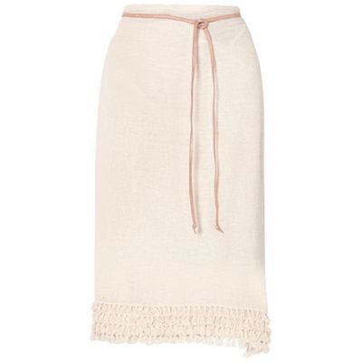 Xok Belted Fringed Cotton-Gauze Pareo from Caravana