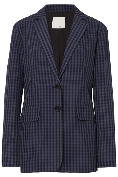 Oversized Gingham Seersucker Blazer from Tibi