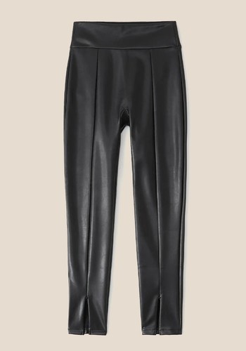 Vegan Leather Zip-Ankle Leggings