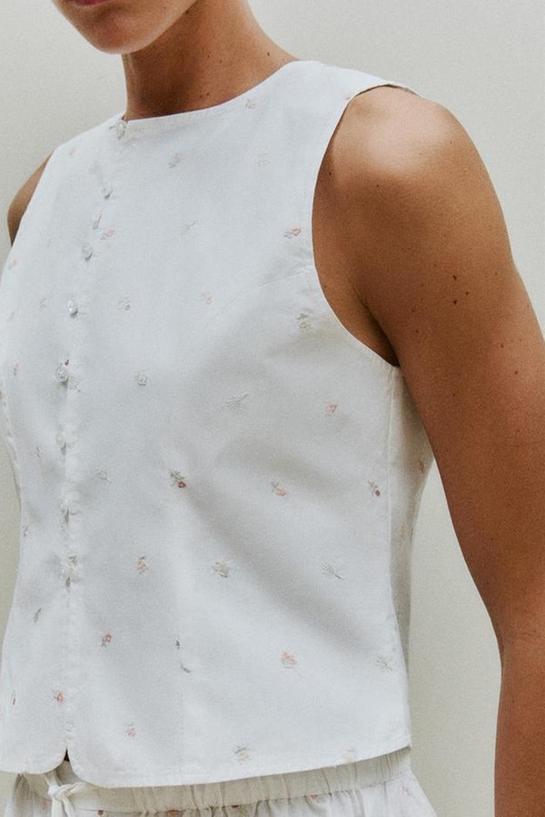 Cotton Top With Embroidered Lilies from Zara