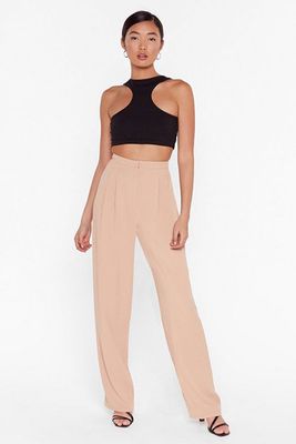 Put Your Back Into It High-Waisted Wide-Leg Trousers