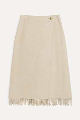 Ciarra Fringed Wool-Blend Wrap Skirt from By Malene Birger
