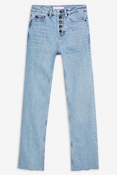 Bleached Buttonfly Straight Jeans