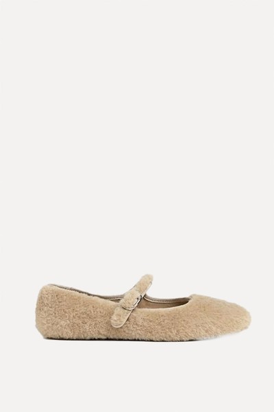 Faux Fur Ballet Flats from Stradivarius