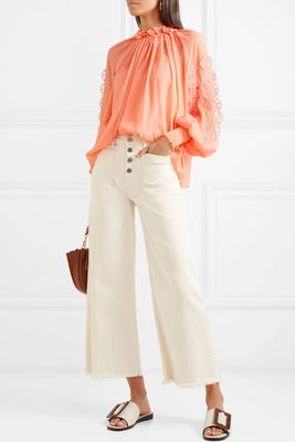 Shirred Appliquéd Chiffon Blouse from See By Chloé