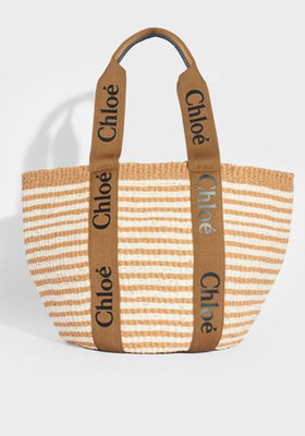 Striped Raffia Tote With Ribbon from  Chloé