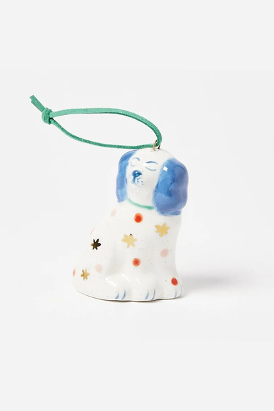 Chadwick Handpainted White & Blue Ceramic Christmas Tree Decoration from Oliver Bonas