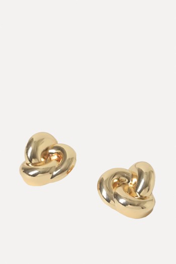 Gold Tone Oversized Twist Knot Earrings