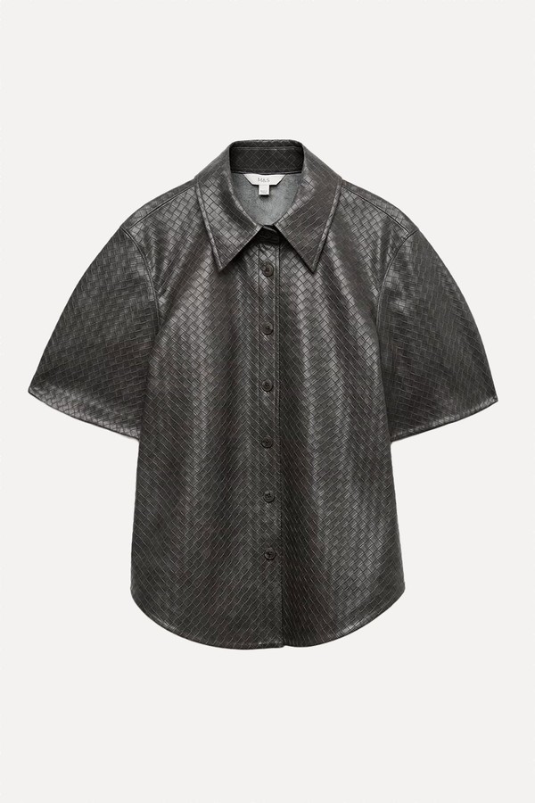 Faux Leather Woven Effect Shirt from Marks & Spencer